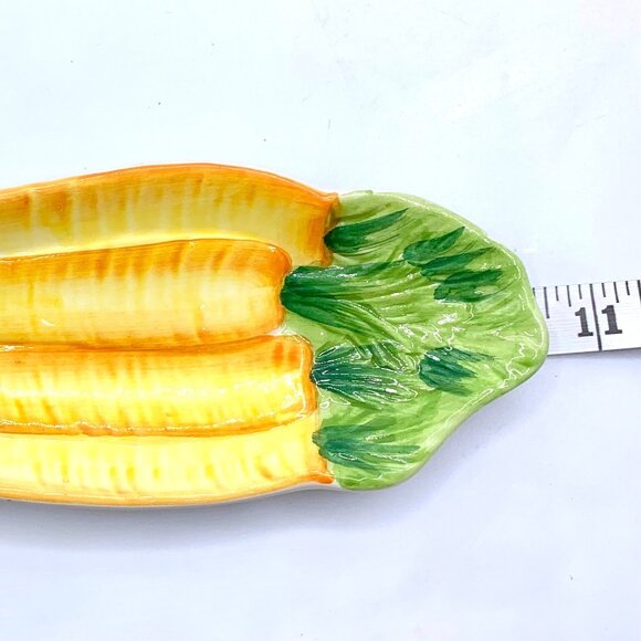 Vintage Italian Majolica Set of 4 Pottery Corn Cob Dishes Plates Holders #8617 - Picture 10 of 10